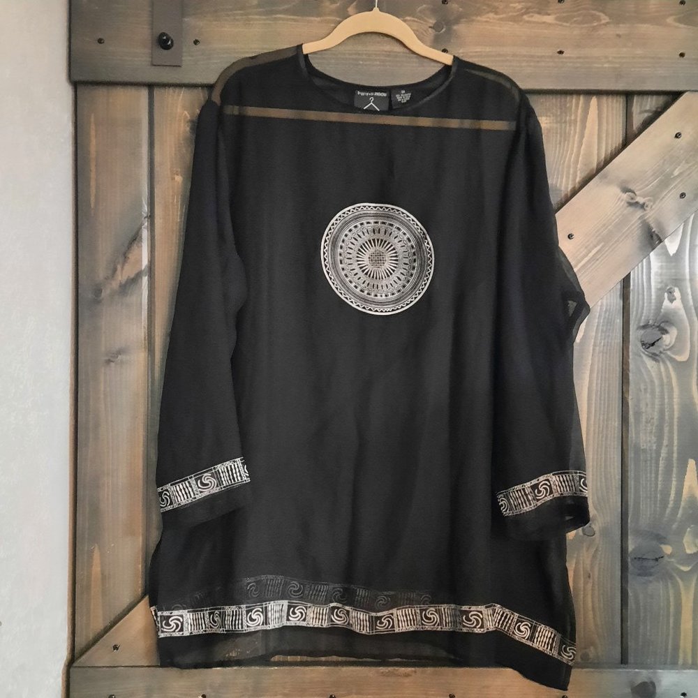 Shopping with Anthony sheer black 2X TUNIC COVER UP TOP